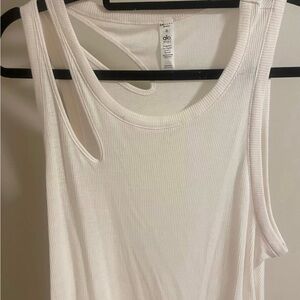ALO Yoga White Ribbed Tank Top
